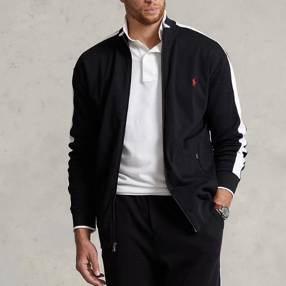 Polo Ralph Lauren Men's Interlock Track Jacket black white full zip size large
